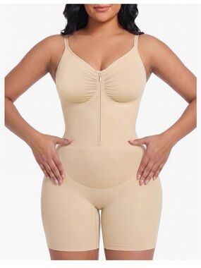 Yianna Fajas Shapewear Seamless Bodysuit Double-Layer Zip-Up NWT L-XL